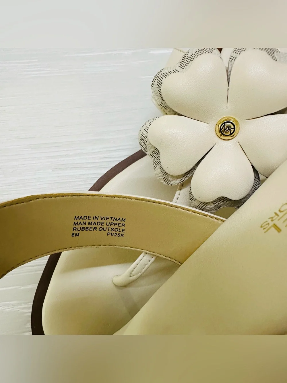 Michael Kors Callie Embellished Signature Logo Trim Thong Sandal